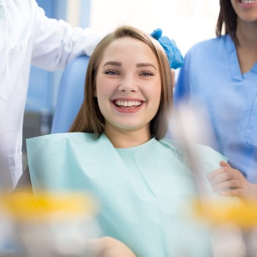 Young woman smiling during dental visit