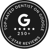 Top rated dentist on Google badge