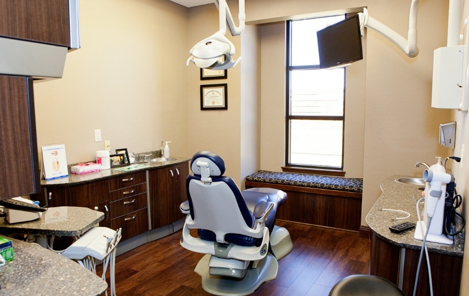 Dark blue dental treatment chair