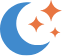 Animated crescent moon and stars icon