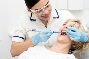 Woman having a dental cleaning