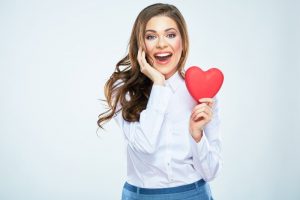 woman smiling heart