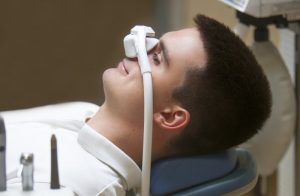 man getting nitrous oxide sedation 